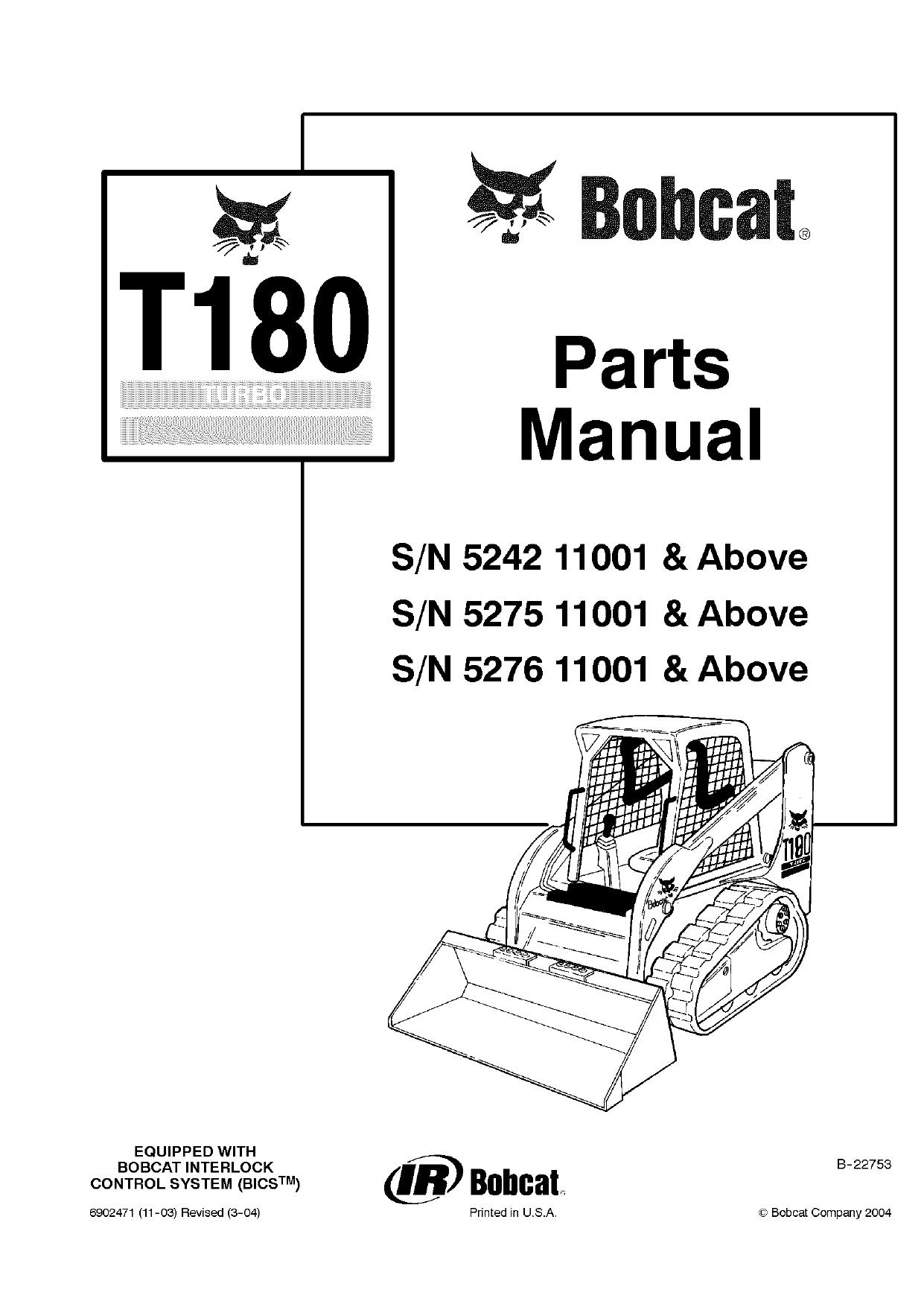 T180 G parts manual Bobcat